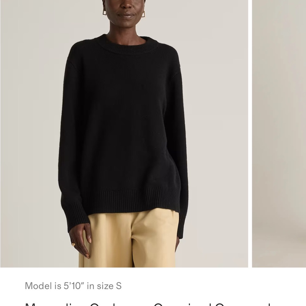 Mongolian Cashmere Crewneck Sweater size L black